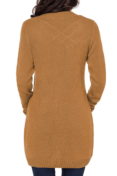 Front Pocket And Buttons Closure Cardigan